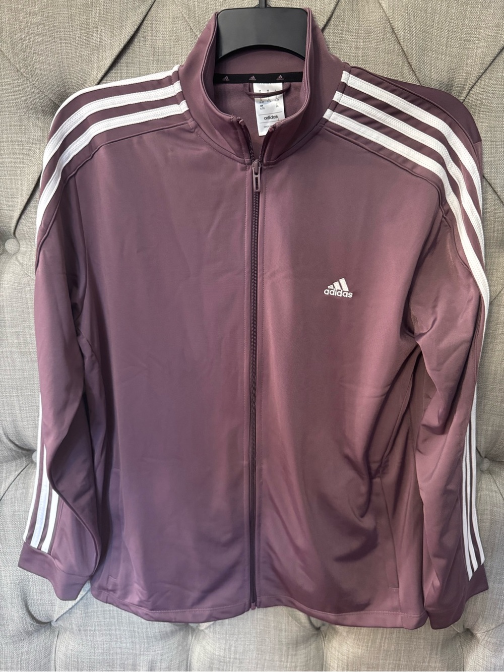 adidas Plum Zip-Up Jacket with White Stripes